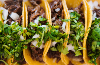 Tacos side by side.